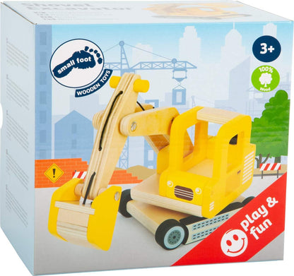 Small Foot Schaufelbagger aus Holz, Spielauto mit beweglichem Baggerarm, 360 Grad drehbar, für Kinder ab 3 Jahren, 12010 Toy, Multicoloured Shovel excavator