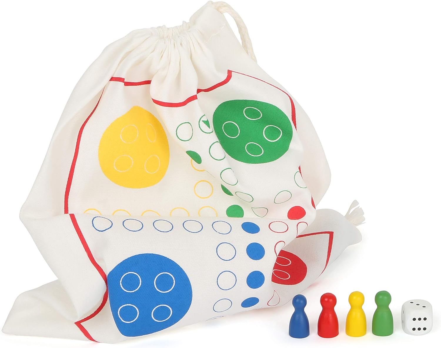 Small Foot Ludo Wood, FSC 100% Certified, Board Game for Travel, in Practical Bag, from 3 Years, 12022 Toy, Multicoloured