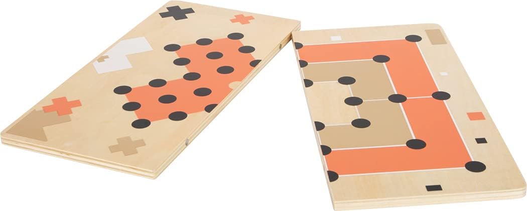 small foot 12220 Wooden Nine Men's Morris and Solitaire "Gold Edition", modern colours, two board games, ages 6+ years