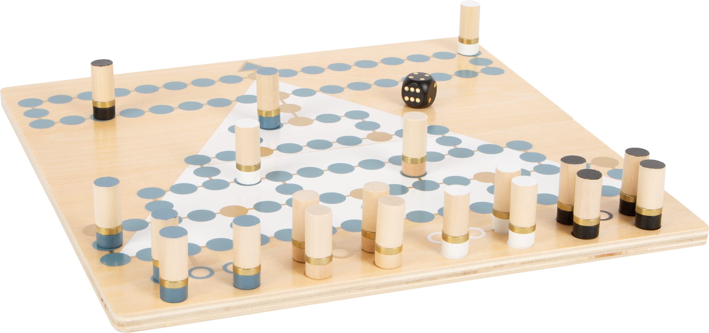 small foot 12223 Malefiz and Halma "Gold Edition", wooden parlour game for the whole family, for ages 6 years and up