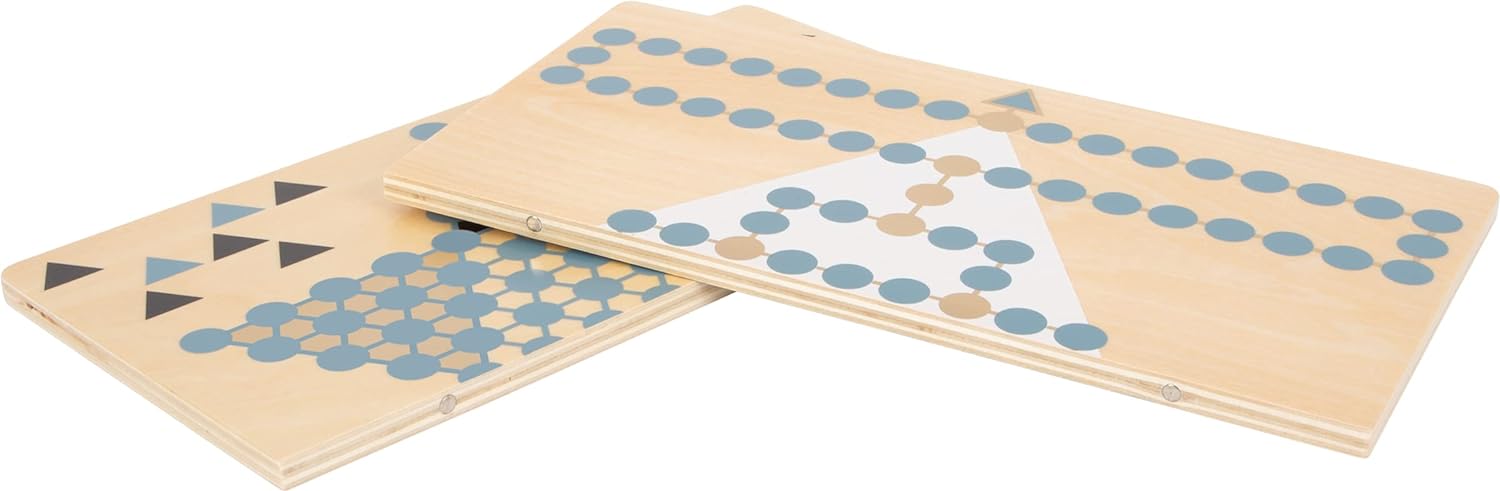 small foot 12223 Malefiz and Halma "Gold Edition", wooden parlour game for the whole family, for ages 6 years and up