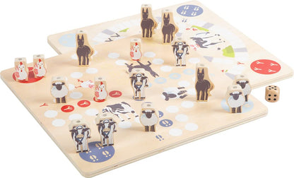 small foot 12228 "4 Friends" Games Collection, with farm animal motifs, wooden game for kids and family, ages 4+ years