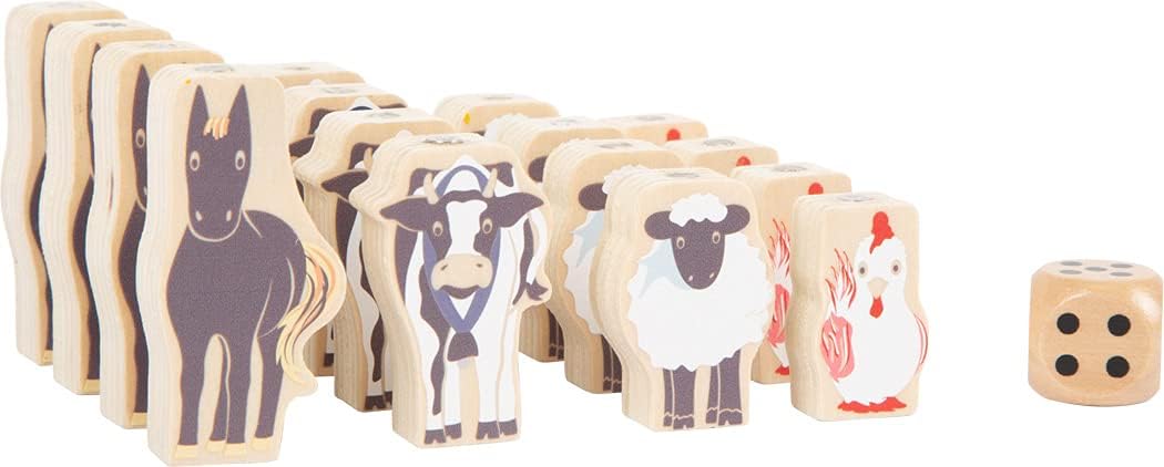 small foot 12228 "4 Friends" Games Collection, with farm animal motifs, wooden game for kids and family, ages 4+ years