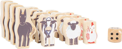 small foot 12228 "4 Friends" Games Collection, with farm animal motifs, wooden game for kids and family, ages 4+ years