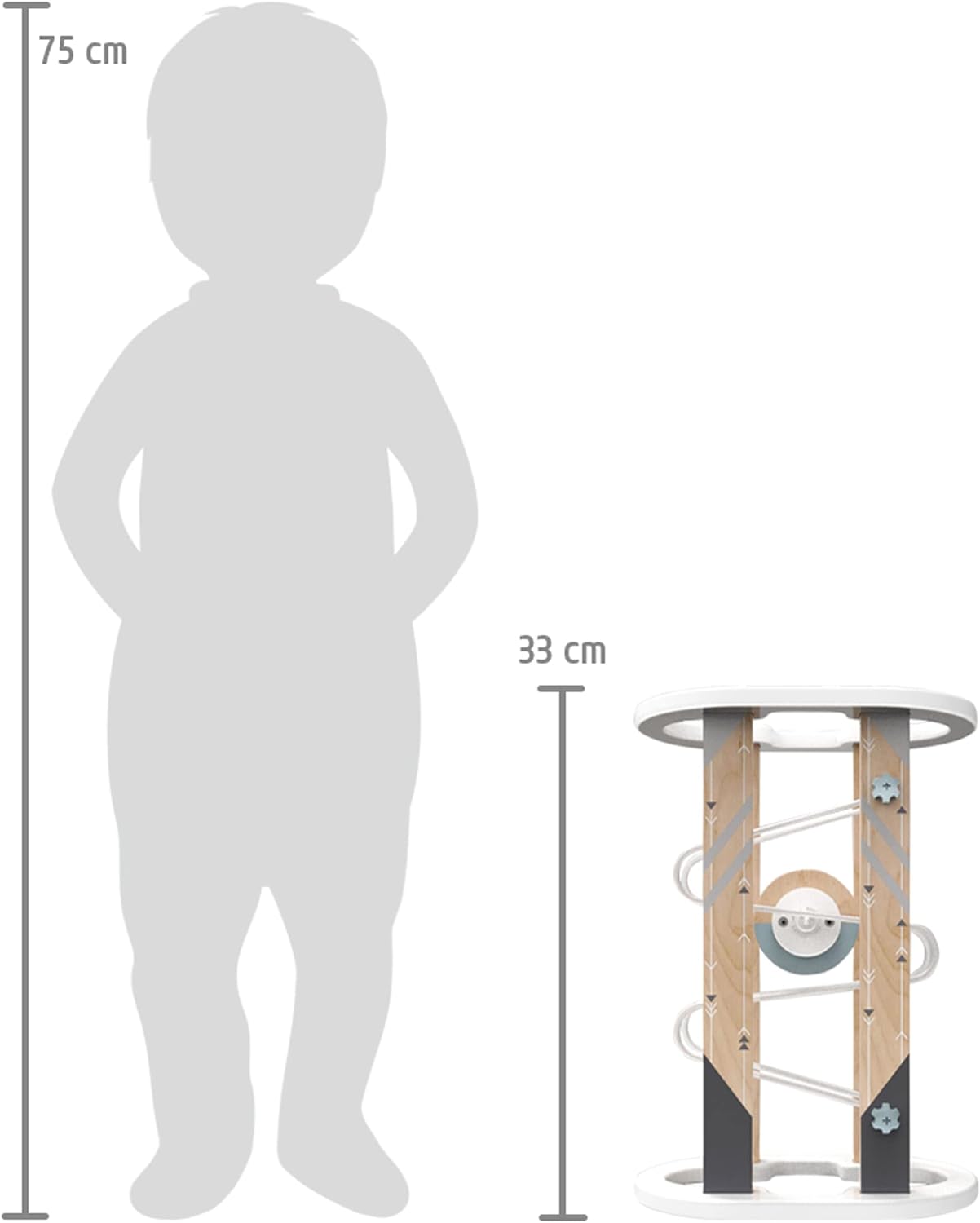 small foot Magnet Marble Run, modern design with lots of visible wood material, w/large rotating piece, Prod. No. 12233