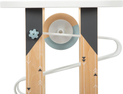 small foot Magnet Marble Run, modern design with lots of visible wood material, w/large rotating piece, Prod. No. 12233