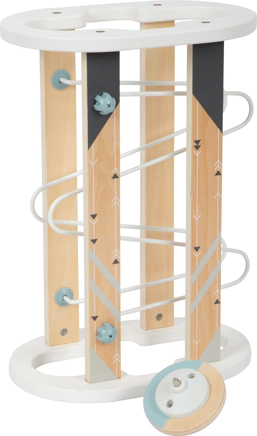 small foot Magnet Marble Run, modern design with lots of visible wood material, w/large rotating piece, Prod. No. 12233