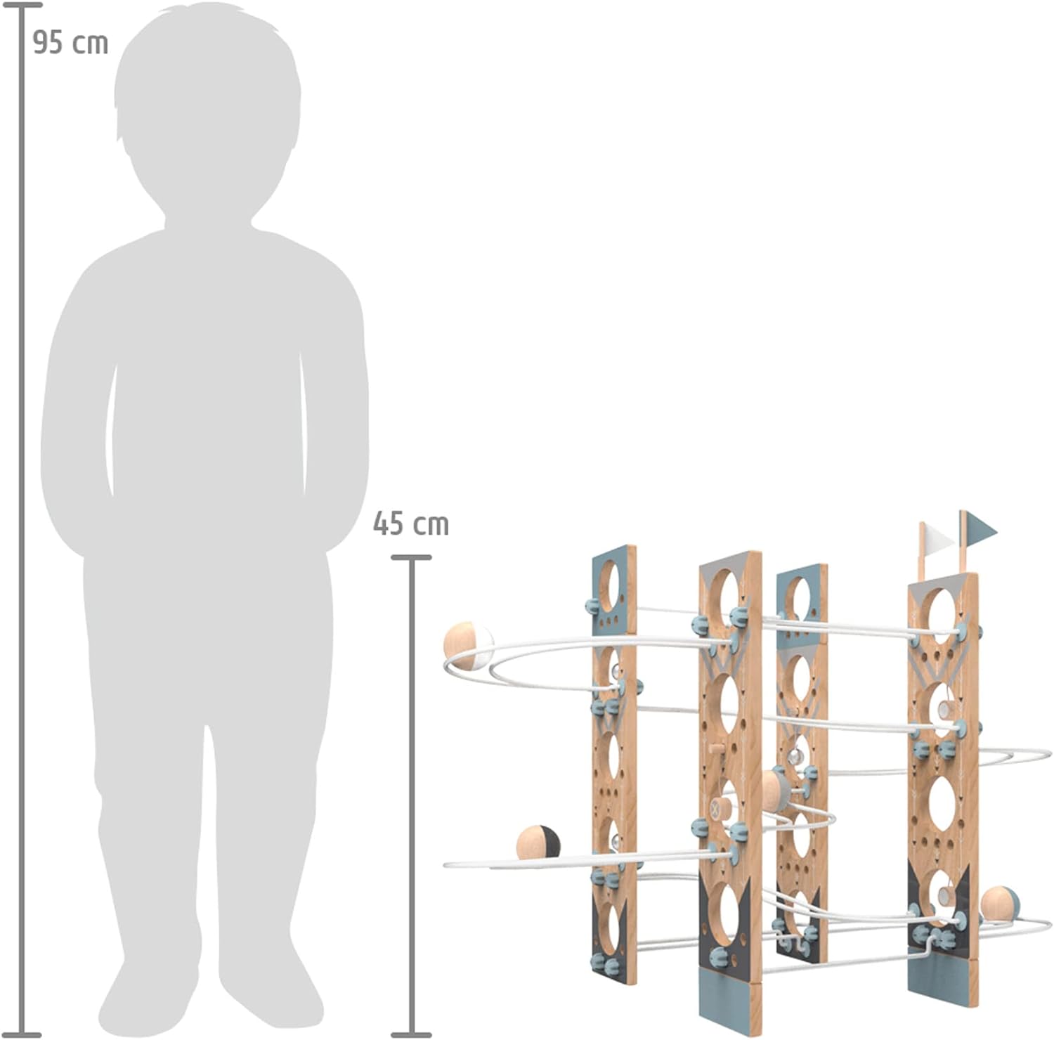 small foot Modular Marble Run, made of wood, can be easily taken apart and stored in a space-saving way, Prod. No. 12234