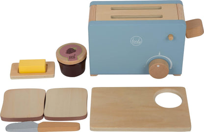 small foot Toaster Set "tasty", role play toy for kids aged 3+ years, made of wood, play kitchen accessory, Prod. 12246