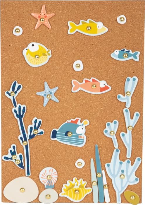 Small Foot Sea Life Hammer Game, Wood, with Large Selection of Motif Elements, incl. Cork Board, Prod. No. 12263 Animals Toys, Multicolored Hammering game Sealife
