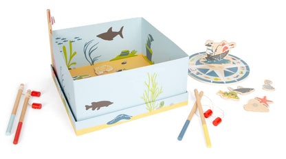 small foot Fishing Game "4 Friends" made of wood, in colourful design, incl. diverse accessories; Prod. No. 12285