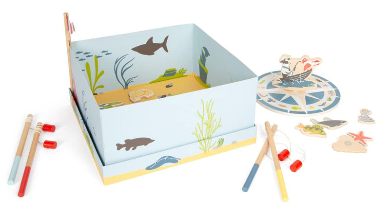 small foot Fishing Game "4 Friends" made of wood, in colourful design, incl. diverse accessories; Prod. No. 12285