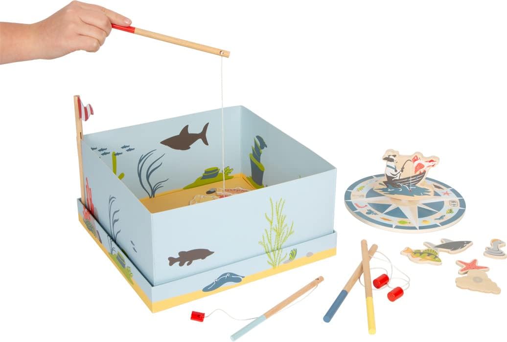 small foot Fishing Game "4 Friends" made of wood, in colourful design, incl. diverse accessories; Prod. No. 12285