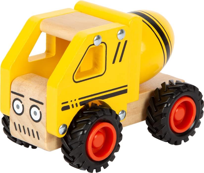 Small Foot Betonmischer, Spielfahrzeug für Kinder aus Holz, mit gummierten Rädern, ab 18 Monaten, 12286 Toys, Multicolored concrete mixer
