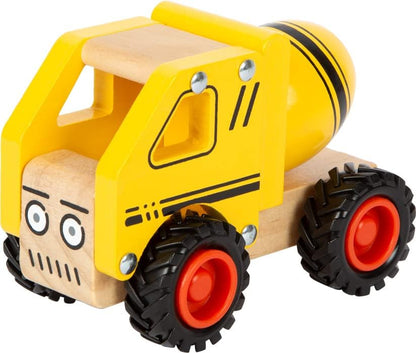 Small Foot Betonmischer, Spielfahrzeug für Kinder aus Holz, mit gummierten Rädern, ab 18 Monaten, 12286 Toys, Multicolored concrete mixer