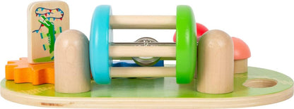 Small Foot Wooden Theme Park Motor Activity Board, Brightly Coloured, incl. Gears and Rotating Rattle w/Bell, 12289, Multicolored