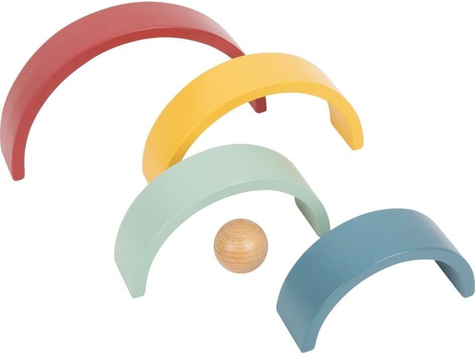 small foot Holzbausteine Regenbogen "Safari“ aus Holz, Motorikspielzeug mit 8 Formen, für Kinder ab 12 Monaten, 12318