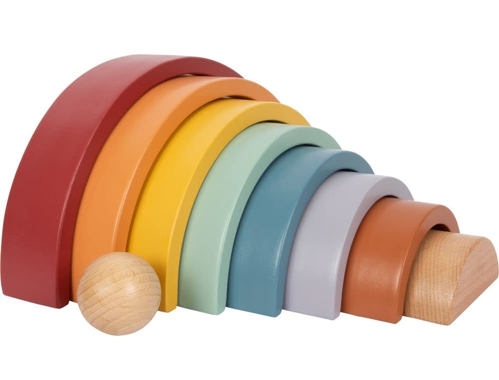 small foot Holzbausteine Regenbogen "Safari“ aus Holz, Motorikspielzeug mit 8 Formen, für Kinder ab 12 Monaten, 12318