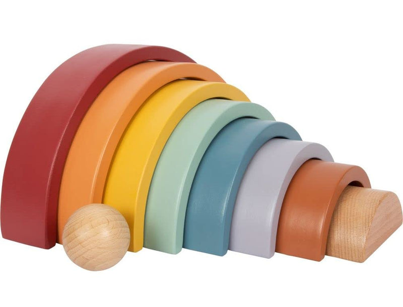 small foot Holzbausteine Regenbogen "Safari“ aus Holz, Motorikspielzeug mit 8 Formen, für Kinder ab 12 Monaten, 12318