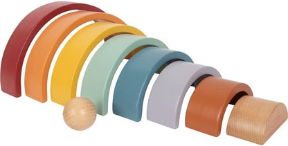 small foot Holzbausteine Regenbogen "Safari“ aus Holz, Motorikspielzeug mit 8 Formen, für Kinder ab 12 Monaten, 12318