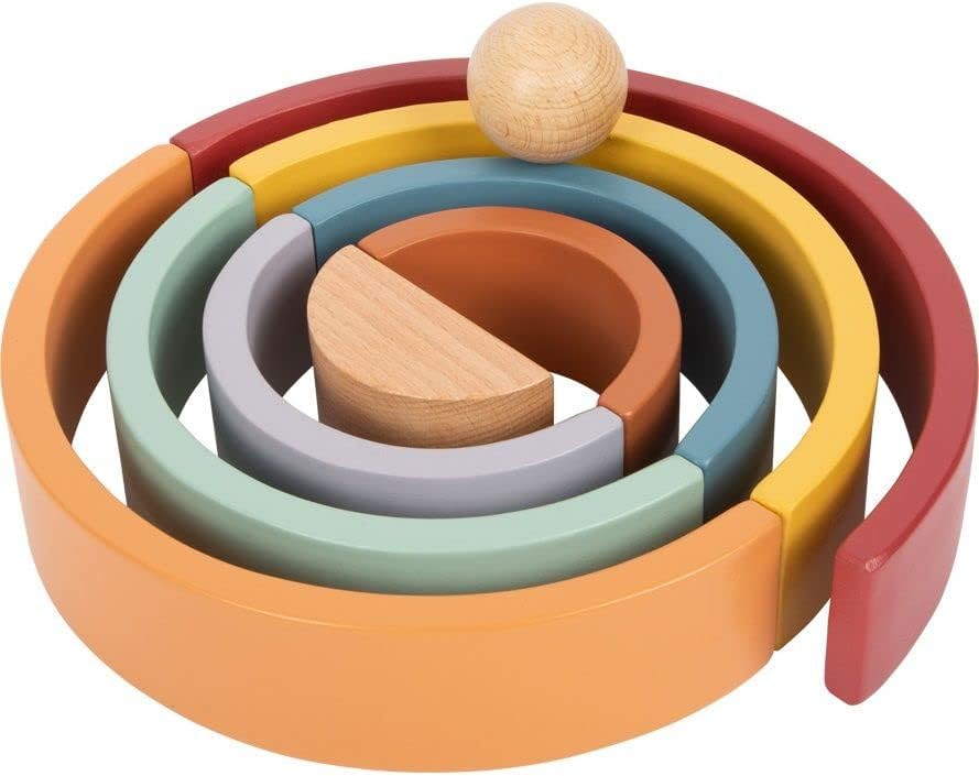 small foot Holzbausteine Regenbogen "Safari“ aus Holz, Motorikspielzeug mit 8 Formen, für Kinder ab 12 Monaten, 12318