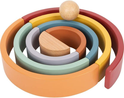small foot Holzbausteine Regenbogen "Safari“ aus Holz, Motorikspielzeug mit 8 Formen, für Kinder ab 12 Monaten, 12318