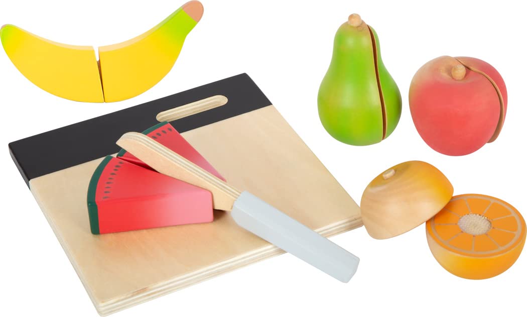 small foot Set per tagliare la frutta "fresh" in legno, cibo per la cucina dei bambini, giochi di ruolo a partire da 2 anni, 12330