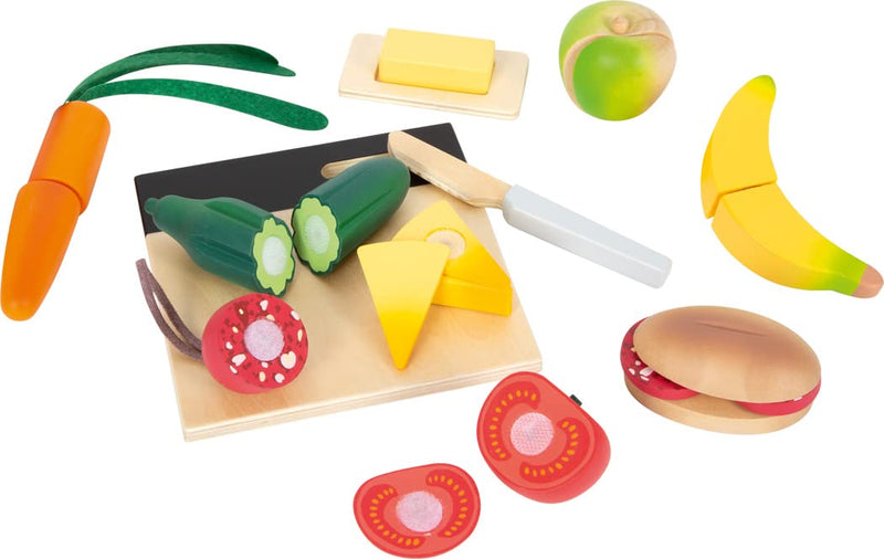 Small Foot Set de déjeuner à découper Fresh en Bois, Aliments pour Cuisine des Enfants, Jeu de rôle dès 3 Ans, 12331 Jouets, Multicolore