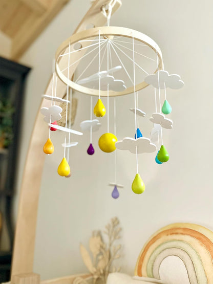 small foot Mobile Rainbow Made of Wood, Decoration in Child-Friendly Design, for Toddlers and Babies, 12335 Toys, Multicolor