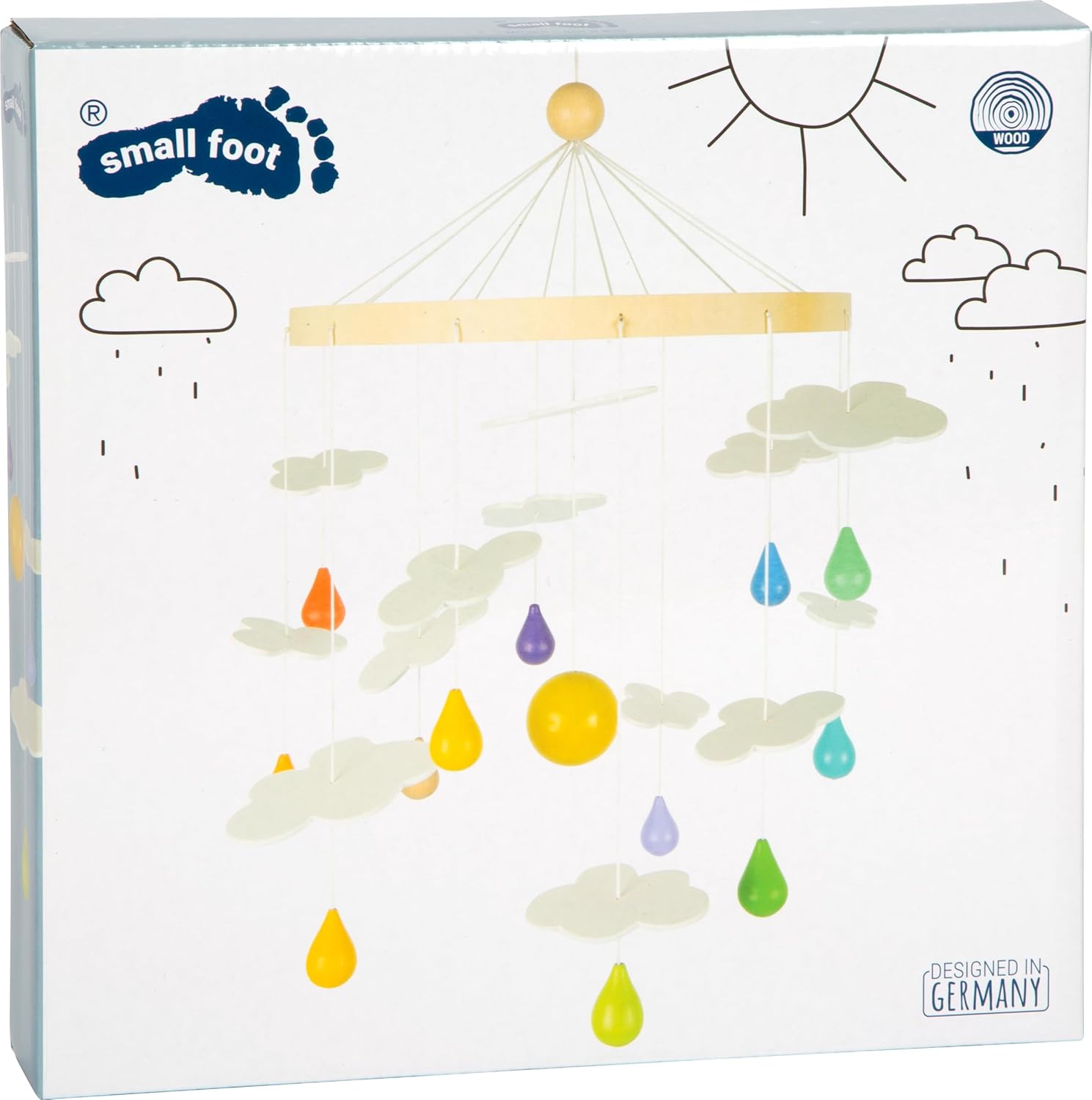 small foot Mobile Rainbow Made of Wood, Decoration in Child-Friendly Design, for Toddlers and Babies, 12335 Toys, Multicolor