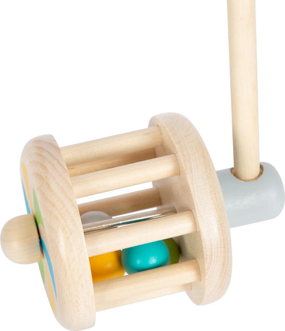 small foot Push-Along Rattle, Made of Wood, Walking aid for Young Children, Ages 12+ Months, 12341 Toys, Multicoloured