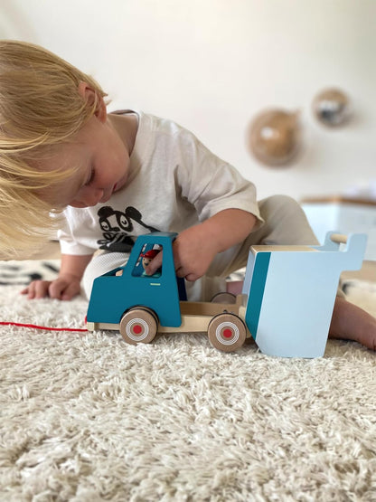 small foot Pull-Along Dump Truck Made of Wood, Motor Skills Toy and Baby Walker, for Children Aged 18+ Months, 12348, Multicolor