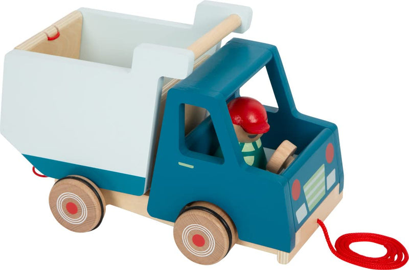 small foot Pull-Along Dump Truck Made of Wood, Motor Skills Toy and Baby Walker, for Children Aged 18+ Months, 12348, Multicolor