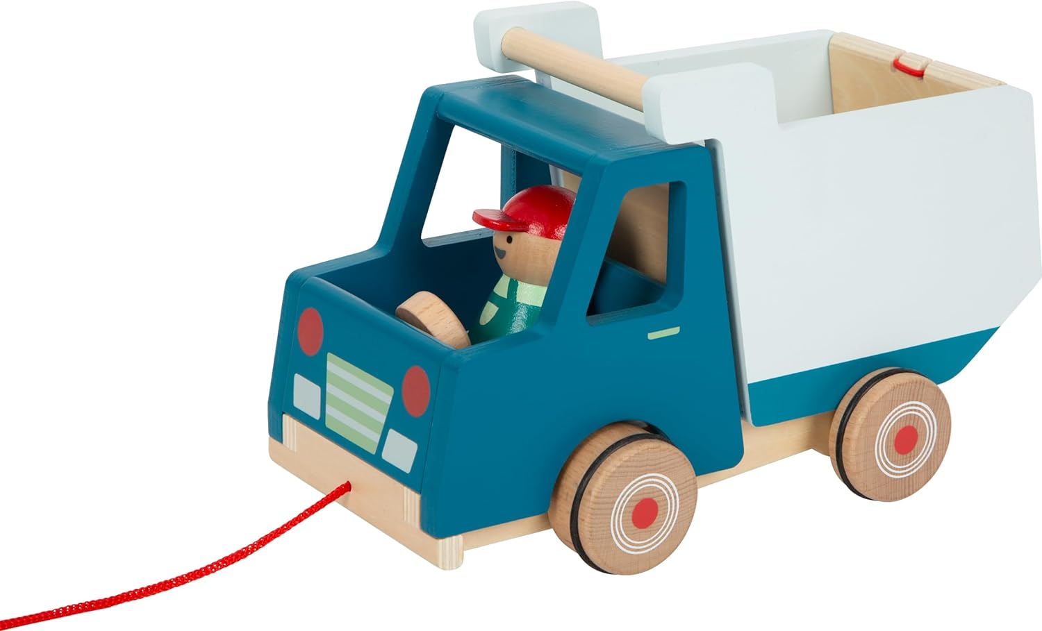 small foot Pull-Along Dump Truck Made of Wood, Motor Skills Toy and Baby Walker, for Children Aged 18+ Months, 12348, Multicolor