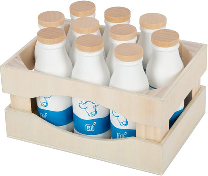 small foot Milk Crate "fresh", made of wood, accessory for play stores & kitchens, role play toy for ages 3+ yrs., 12354