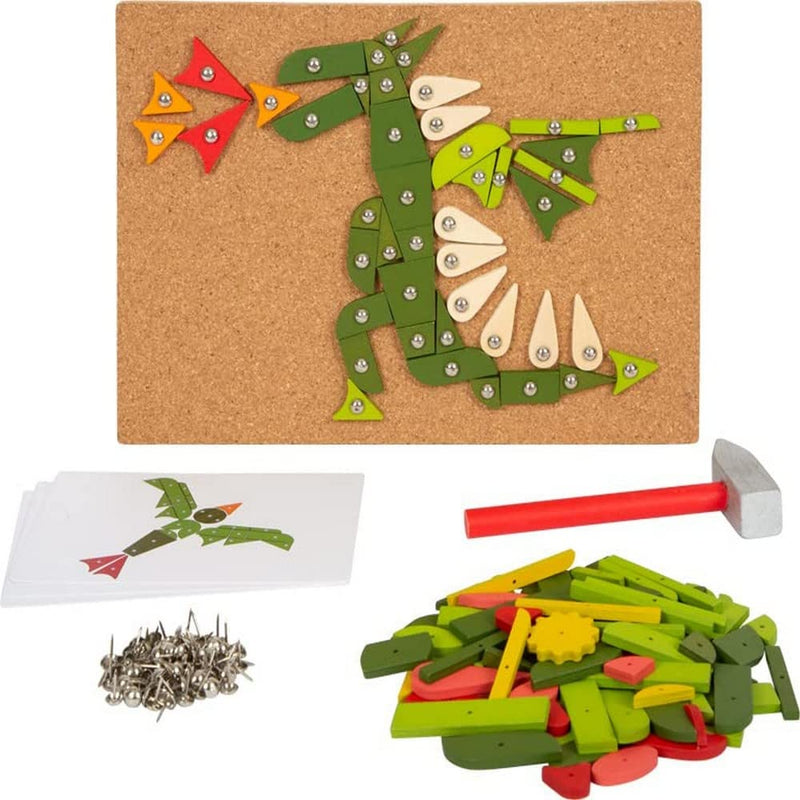 small foot Plants and Creatures Toy, wood, with cork board and hammer, for kids aged 3+ years, 12358 Animal, multicolor, S