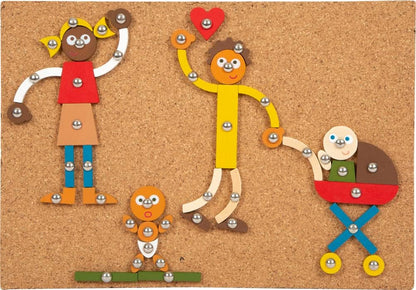 small foot Home and Family Toy, wood, with cork board and hammer, for kids aged 3+ years, 12359 Cartoon, multicolor, S Home & Family