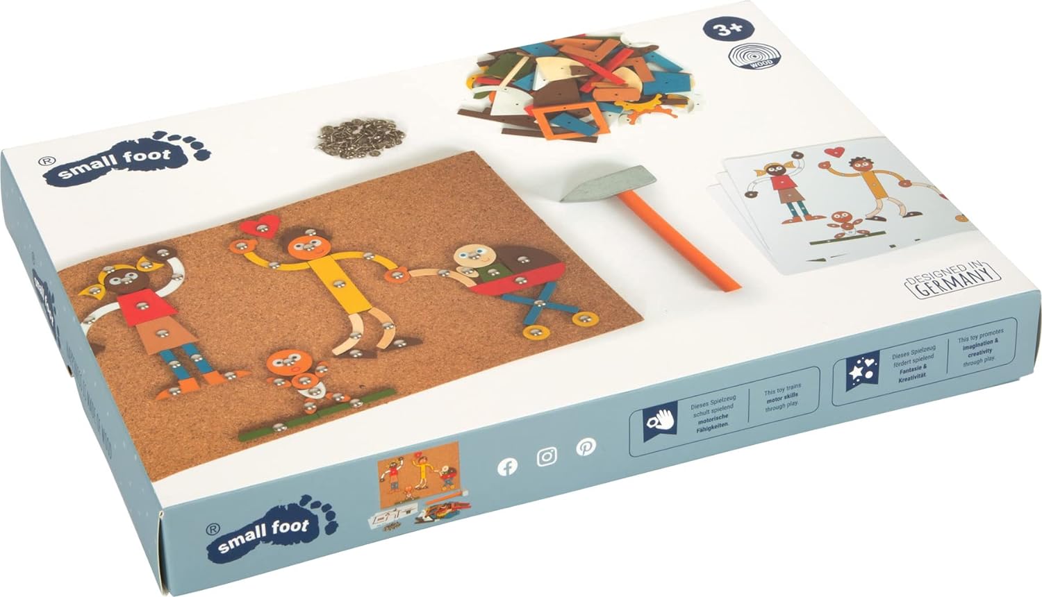 small foot Home and Family Toy, wood, with cork board and hammer, for kids aged 3+ years, 12359 Cartoon, multicolor, S Home & Family