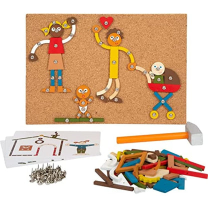 small foot Home and Family Toy, wood, with cork board and hammer, for kids aged 3+ years, 12359 Cartoon, multicolor, S Home & Family