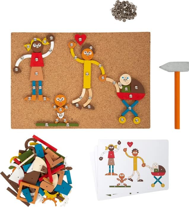 small foot Home and Family Toy, wood, with cork board and hammer, for kids aged 3+ years, 12359 Cartoon, multicolor, S Home & Family