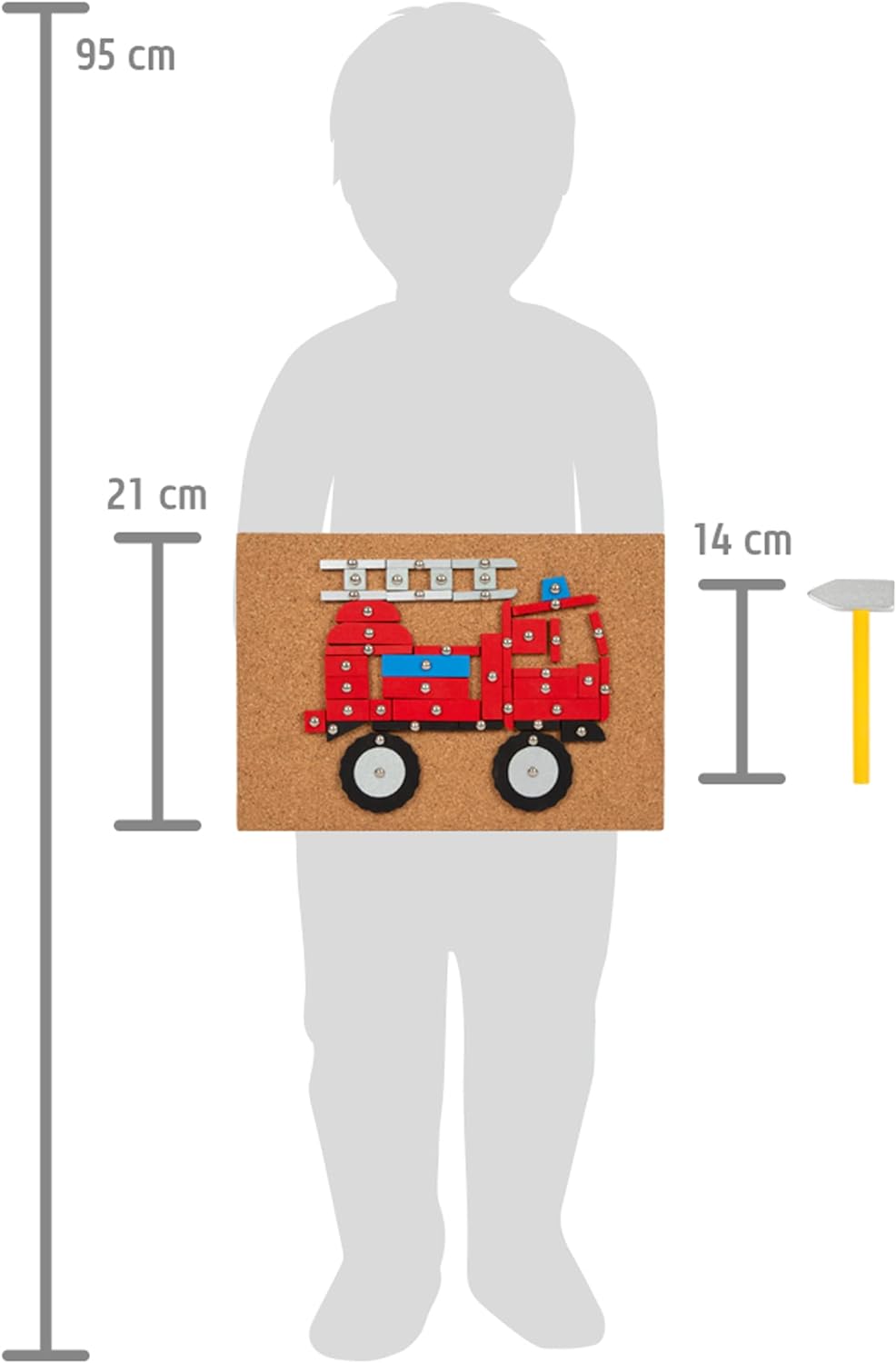 small foot Vehicles of The City Toy, Wood, with Cork Board and Hammer, for Kids Aged 3+ Years, 12360, Multicolor, S