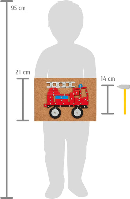 small foot Vehicles of The City Toy, Wood, with Cork Board and Hammer, for Kids Aged 3+ Years, 12360, Multicolor, S