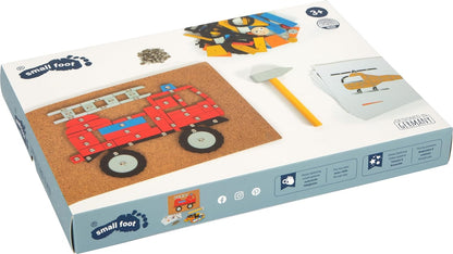 small foot Vehicles of The City Toy, Wood, with Cork Board and Hammer, for Kids Aged 3+ Years, 12360, Multicolor, S