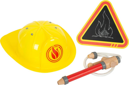 small Foot Feuerwehrrucksack mit Zubehör, Feuerwehr-Spielzeug aus Holz fürs Rollenspiel, für Kinder ab 3 Jahren, 12361
