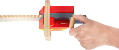 small foot Chainsaw made of wood, role play toy on the theme of fire department, with sound, for children aged 3+ years, 12362