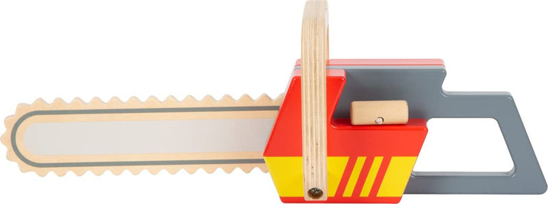 small foot Chainsaw made of wood, role play toy on the theme of fire department, with sound, for children aged 3+ years, 12362