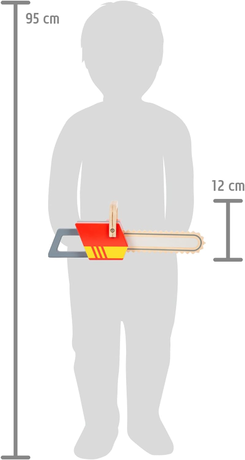 small foot Chainsaw made of wood, role play toy on the theme of fire department, with sound, for children aged 3+ years, 12362