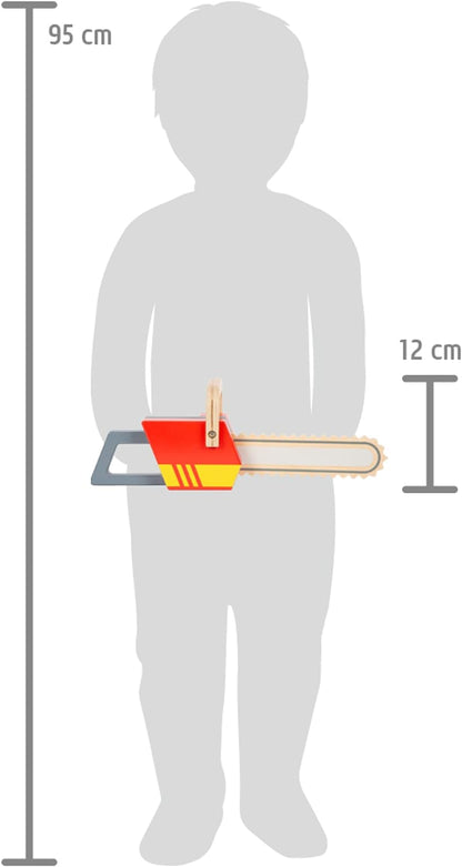small foot Chainsaw made of wood, role play toy on the theme of fire department, with sound, for children aged 3+ years, 12362