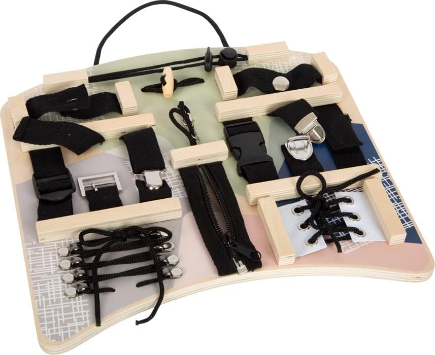 small foot Connectors and Fastenings Activity Board, diverse motor skills fun for kids aged 3+ years, 12391 Montessori Toys