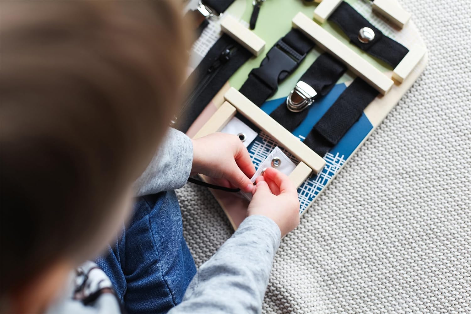 small foot Connectors and Fastenings Activity Board, diverse motor skills fun for kids aged 3+ years, 12391 Montessori Toys